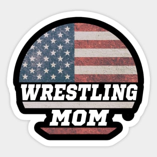 Wrestling Mom USA Flag Sticker